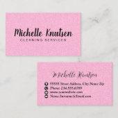 Professionele Huis Schoonmaak Service Hot Pink Visitekaartje (Voorkant / Achterkant)