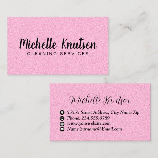 Professionele Huis Schoonmaak Service Hot Pink Visitekaartje (Voorkant / Achterkant)