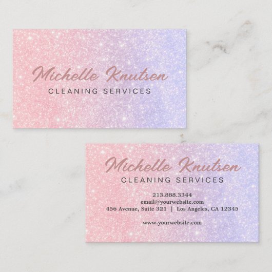 Professionele Huis Schoonmaak Service Hot Pink Visitekaartje (Voorkant / Achterkant)