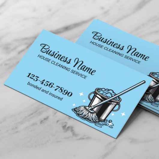 Professionele Huis Schoonmaak Service Lichtblauw Visitekaartje