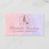 Professionele Huis Schoonmaak Service roze glitter Visitekaartje (Voorkant)