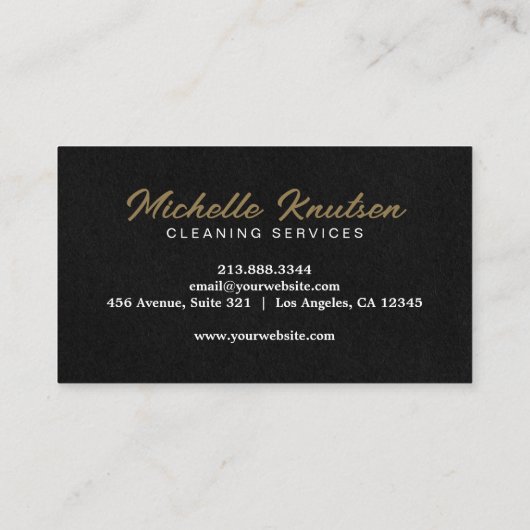 Professionele Huis Schoonmaak Service zwart Goud Visitekaartje (Achterkant)