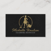 Professionele Huis Schoonmaak Service zwart Goud Visitekaartje (Voorkant)