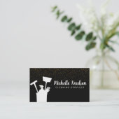 Professionele Huis Schoonmaak Service zwart Goud Visitekaartje (Staand voorkant)