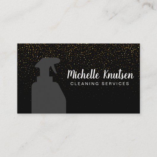 Professionele Huis Schoonmaak Service zwart Goud Visitekaartje (Voorkant)