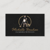 Professionele Huis Schoonmaak Service zwart Goud Visitekaartje (Voorkant)