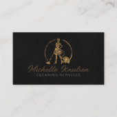 Professionele Huis Schoonmaak Service zwart Goud Visitekaartje (Voorkant)