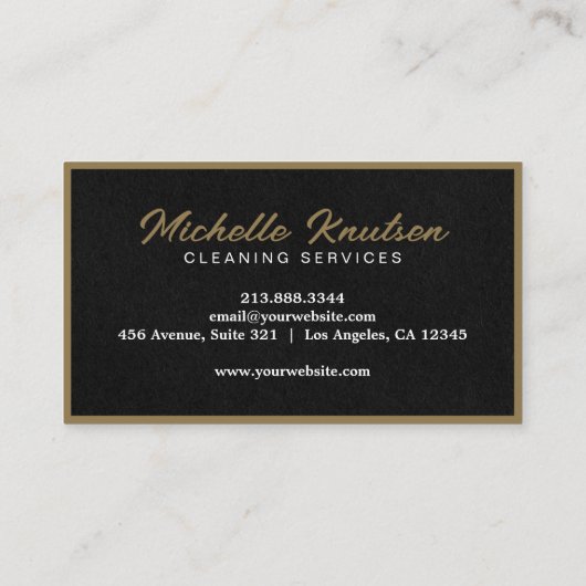 Professionele Huis Schoonmaak Service zwart Goud Visitekaartje (Achterkant)