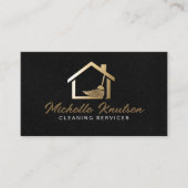 Professionele Huis Schoonmaak Service zwart Gouden Visitekaartje (Voorkant)