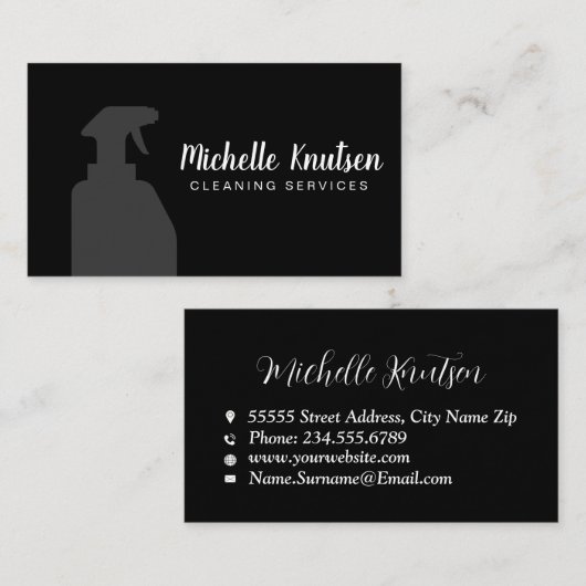 Professionele Huis Schoonmaak Service zwart wit Visitekaartje (Voorkant / Achterkant)