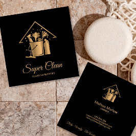 Professionele Huis Schoonmaakster Goud Glitters Bu Vierkante Visitekaartje