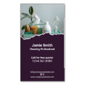 Professionele huis schoonmaken Paarse wit Magnetisch Visitekaartje (Voorkant Verticaal)