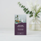 Professionele huis schoonmaken Paarse wit Visitekaartje (Staand voorkant)