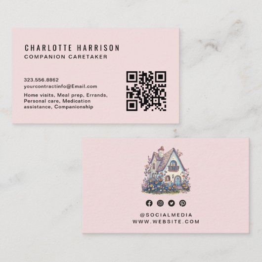 Professionele Huis Zorgverlener Services QR-code Visitekaartje (Voorkant / Achterkant)