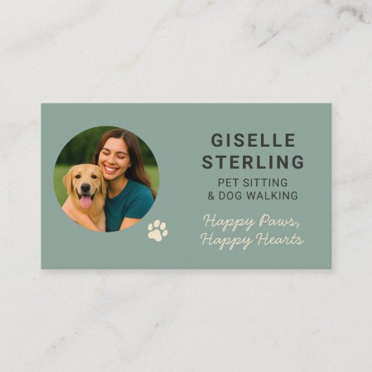 Professionele Huisdier Zitten en Hond Wandelen Min Visitekaartje (Voorkant)