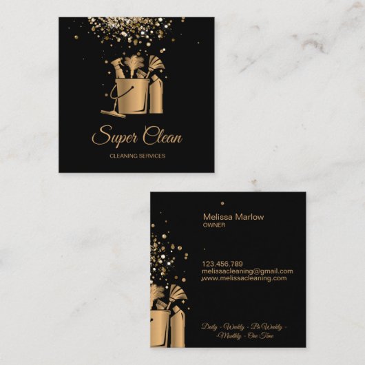 Professionele huishoudreinigingsmachine Gold Glitt Vierkante Visitekaartje (Voorkant / Achterkant)