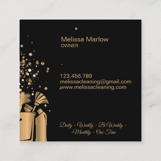 Professionele huishoudreinigingsmachine Gold Glitt Vierkante Visitekaartje (Achterkant)