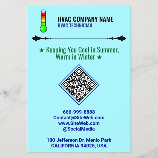 Professionele HVAC Flyers (QR-code, Logo en slogan (Voorkant)