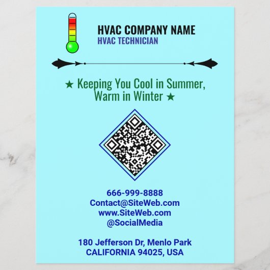 Professionele HVAC Flyers (QR-code, Logo en slogan (Voorkant)