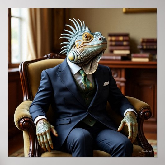 Professionele Iguana in een Business Suit Poster (Voorkant)