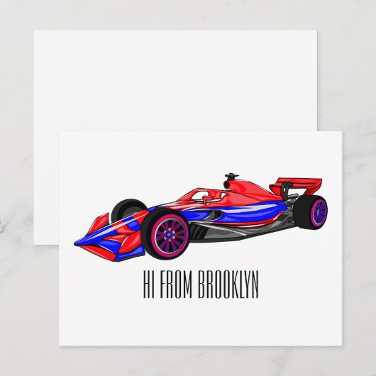 Professionele illustratie van de cartoon van racew briefkaart (Voorkant / Achterkant)