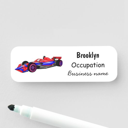 Professionele illustratie van de cartoon van racew naamplaatje (In situ)