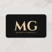Professionele Initialen Elegant Modern Zwart Visitekaartje (Voorkant)