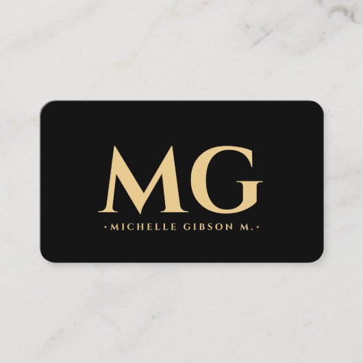 Professionele Initialen Elegant Modern Zwart Visitekaartje (Voorkant)