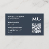 Professionele Initialen Minimal Charcoal Blue Visitekaartje (Achterkant)