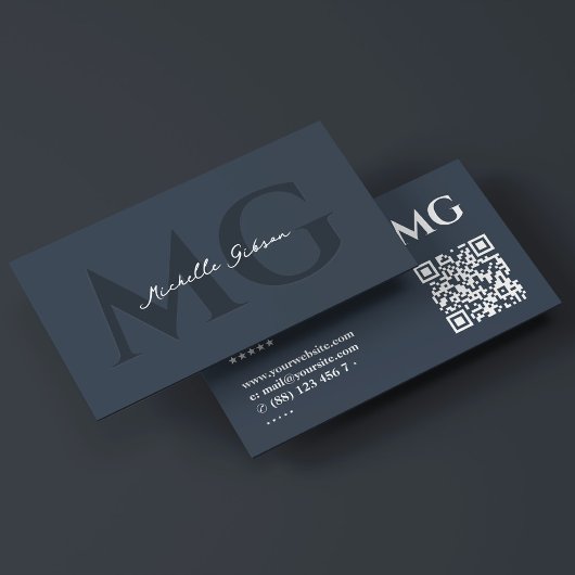 Professionele Initialen Minimal Charcoal Blue Visitekaartje