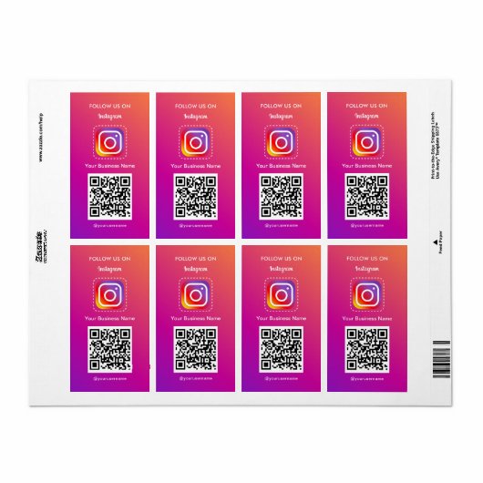 Professionele Instagram Logo Volg me QR-code Etiket (Full Sheet)