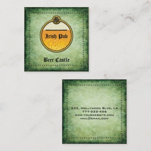 Professionele  Irish Pub bier logo Vierkante Visitekaartje (Voorkant / Achterkant)