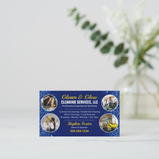 Professionele Janitorial Schoonmaak Huishoudster Visitekaartje (Staand voorkant)