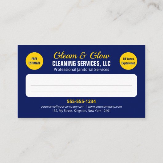 Professionele Janitorial Schoonmaak Huishoudster Visitekaartje (Achterkant)