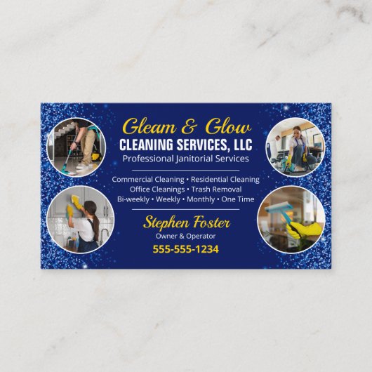 Professionele Janitorial Schoonmaak Huishoudster Visitekaartje (Voorkant)