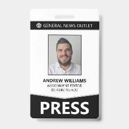 Professionele journalist Press Pass ID Badge