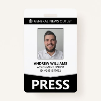 Professionele journalist Press Pass ID Badge
