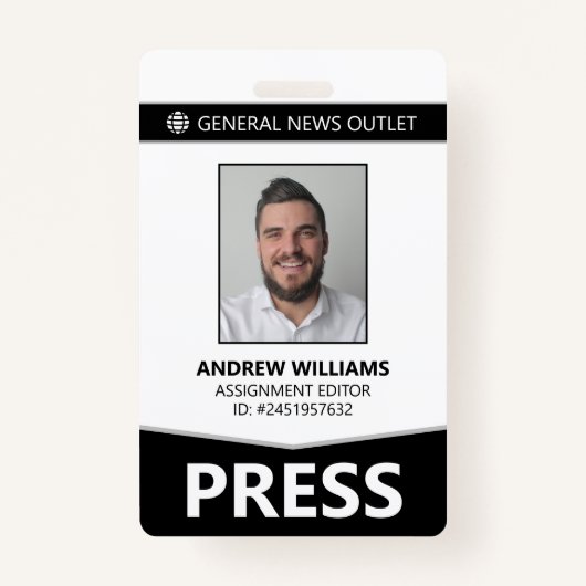 Professionele journalist Press Pass ID Badge (Voorkant)