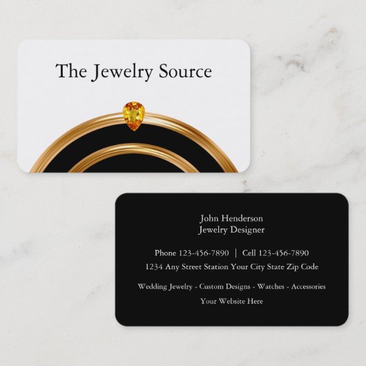 Professionele juwelenwinkel visitekaartje (Voorkant / Achterkant)