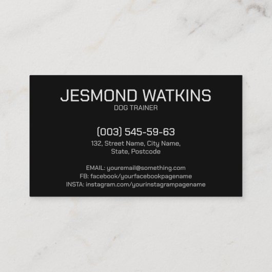 Professionele K9 training Visitekaartje (Achterkant)