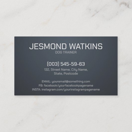 Professionele K9 training Visitekaartje (Achterkant)