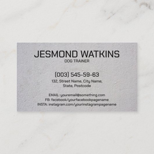 Professionele K9 training Visitekaartje (Achterkant)