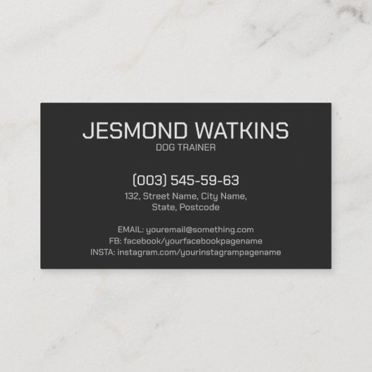 Professionele K9 training Visitekaartje (Achterkant)