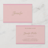 Professionele kalligrafie Modern Roze Elegant Gold Visitekaartje (Voorkant / Achterkant)