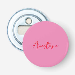 Professionele kalligrafie naam aangepaste roze button flesopener