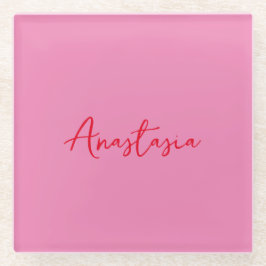 Professionele kalligrafie naam aangepaste roze glazen onderzetter