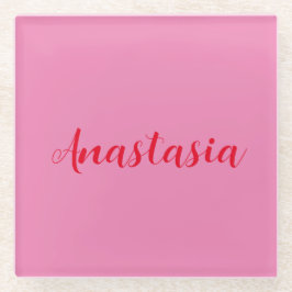 Professionele kalligrafie naam aangepaste roze glazen onderzetter