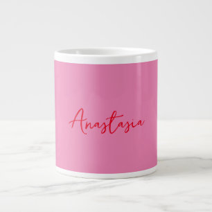 Professionele kalligrafie naam aangepaste roze grote koffiekop