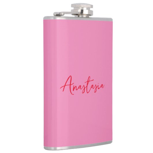 Professionele kalligrafie naam aangepaste roze heupfles (Rechts)