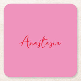 Professionele kalligrafie naam aangepaste roze kartonnen onderzetters